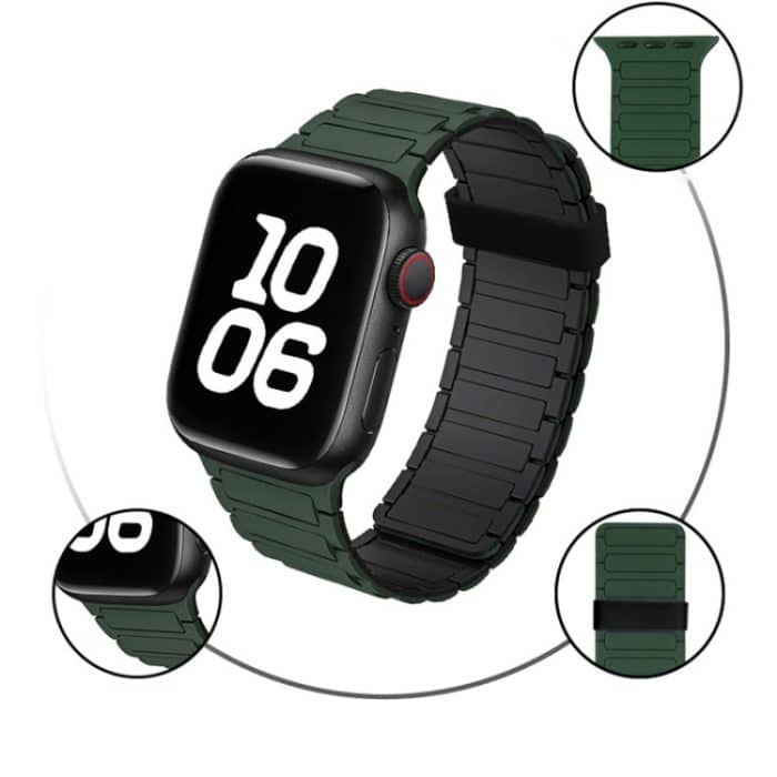 Magnetisches Silikon-Uhrenarmband mit drei Perlen, For Apple Watch Series 8 45mm – Bild 4