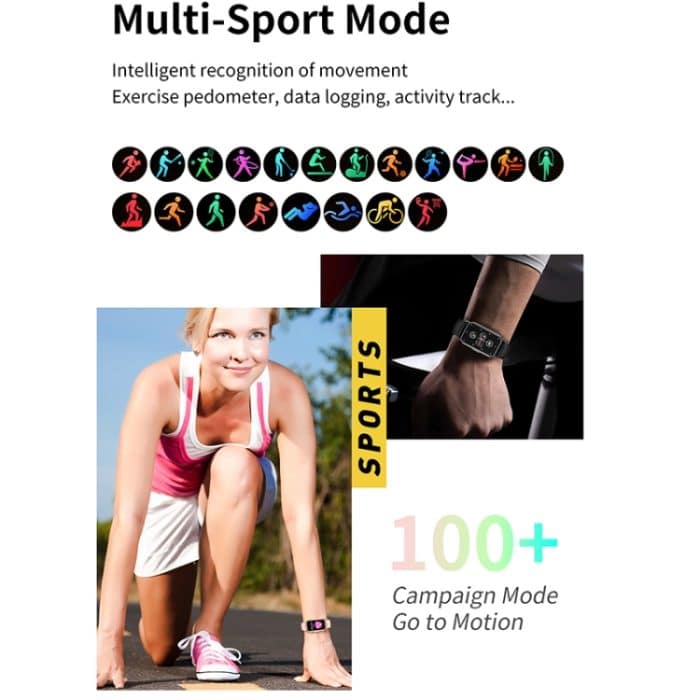 CY22 1,47 Zoll Silikonarmband IP67 wasserdichte Smartwatch, unterstützt Herzfrequenz/Blutdruck – Bild 4