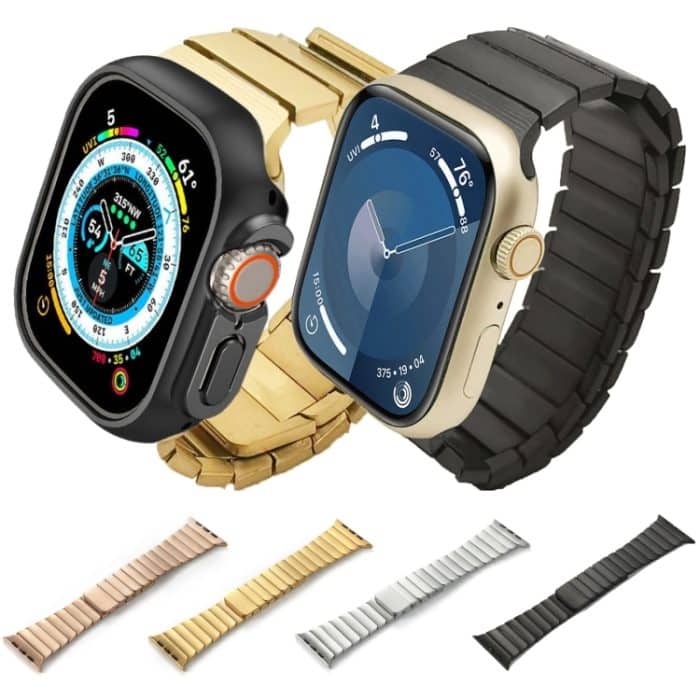 Magnetisches Uhrenarmband aus Edelstahl mit einer Perle, For Apple Watch Series 10 46mm, For Apple Watch Series 10 42mm, For Apple Watch SE 2023 44mm, For Apple Watch SE 2023 40mm, For Apple Watch Ultra 2 49mm, For Apple Watch Series 9 45mm... – Bild 3