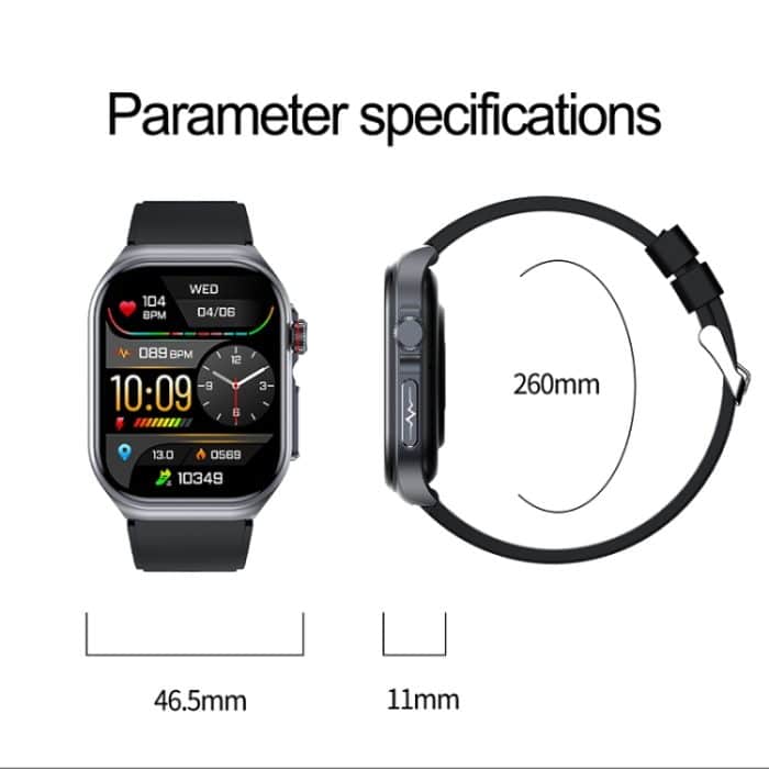 ET585 2,04 Zoll Silikonarmband IP68 wasserdichte Smartwatch, unterstützt EKG-/Blutzusammensetzungsmessung – Bild 2