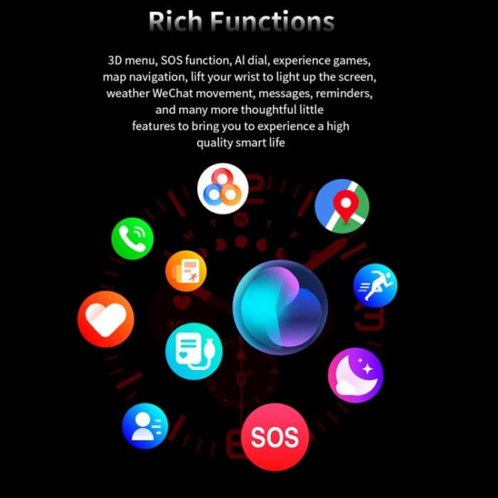 W7 1,43 Zoll IP68 wasserdichte Smart Watch, unterstützt sitzende Erinnerung / Schlafüberwachung – Bild 13