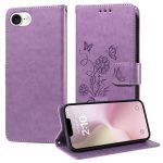 Handyhülle aus Leder mit Schmetterlings- und Blumenprägung, For iPhone 16e, For iPhone 16 Pro Max, For iPhone 16 Pro, For iPhone 16 Plus