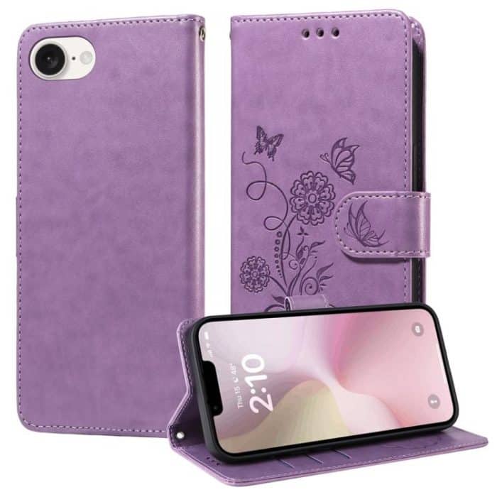 EDA007064827A.jpg Handyhülle aus Leder mit Schmetterlings- und Blumenprägung, For iPhone 16e, For iPhone 16 Pro Max, For iPhone 16 Pro, For iPhone 16 Plus – Bild 1