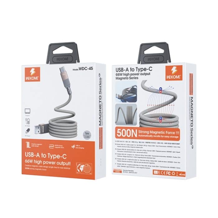 WK WDC-45 Magneto Serie 1m 66W USB auf Typ-C Schnellladekabel mit magnetischem Datenkabel – Bild 3