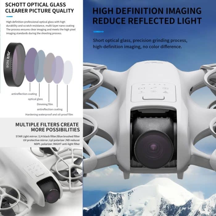 Für Drohnen-Objektivfilter der DJI Neo JSR KB-Serie, MCUV, CPL, ND8, ND16, ND32, ND64, ND8PL, ND16PL, ND32PL, ND64PL, NIGHT, STAR, Black Mist 1/4, Streak Drawing Blue, 3 in 1 CPL ND8/16, 4 in 1 CPL ND8 Brushed Black Mist, 4 in 1 ND8-64... – Bild 4