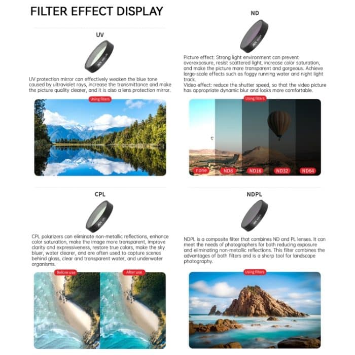 Für Drohnen-Objektivfilter der DJI Neo JSR KB-Serie, MCUV, CPL, ND8, ND16, ND32, ND64, ND8PL, ND16PL, ND32PL, ND64PL, NIGHT, STAR, Black Mist 1/4, Streak Drawing Blue, 3 in 1 CPL ND8/16, 4 in 1 CPL ND8 Brushed Black Mist, 4 in 1 ND8-64... – Bild 5