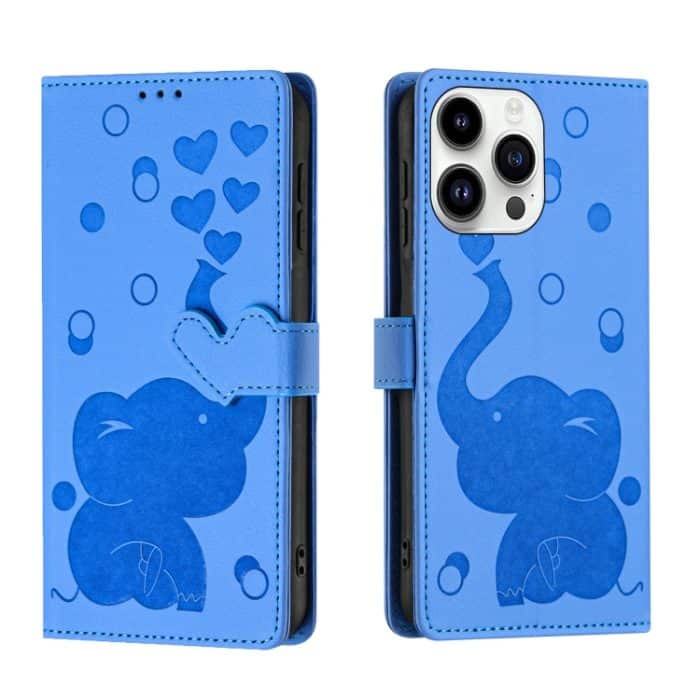 EDA007134006A.jpg Handyhülle aus Leder mit geprägtem Cartoon-Elefantenmotiv, For iPhone 15 Pro Max, For iPhone 15 Pro, For iPhone 15 Plus, For iPhone 15 – Bild 1