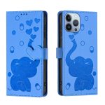 Handyhülle aus Leder mit geprägtem Cartoon-Elefantenmotiv, For iPhone 14 Plus, For iPhone 14, For iPhone 14 Pro, For iPhone 14 Pro Max