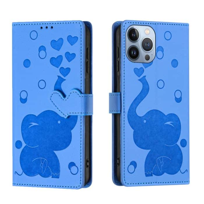 Handyhülle aus Leder mit geprägtem Cartoon-Elefantenmotiv, For iPhone 14 Plus, For iPhone 14, For iPhone 14 Pro, For iPhone 14 Pro Max – Bild 1