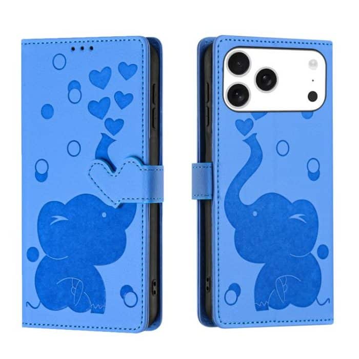 Handyhülle aus Leder mit geprägtem Cartoon-Elefantenmotiv, For iPhone 16 Pro Max, For iPhone 16 Pro, For iPhone 16 Plus, For iPhone 16 – Bild 1