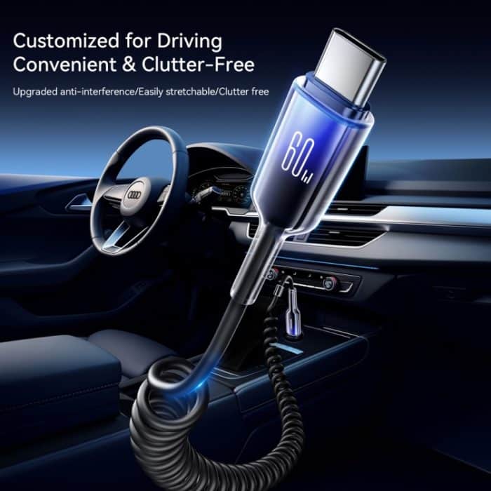 JOYROOM S-A43 60W USB-C / Typ-C auf USB-C / Typ-C Spiral-Schnellladedatenkabel – Bild 2