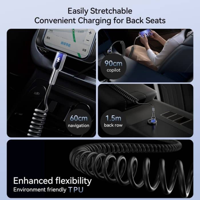 JOYROOM S-A43 3A USB auf USB-C / Typ-C Spiral-Schnellladedatenkabel – Bild 5