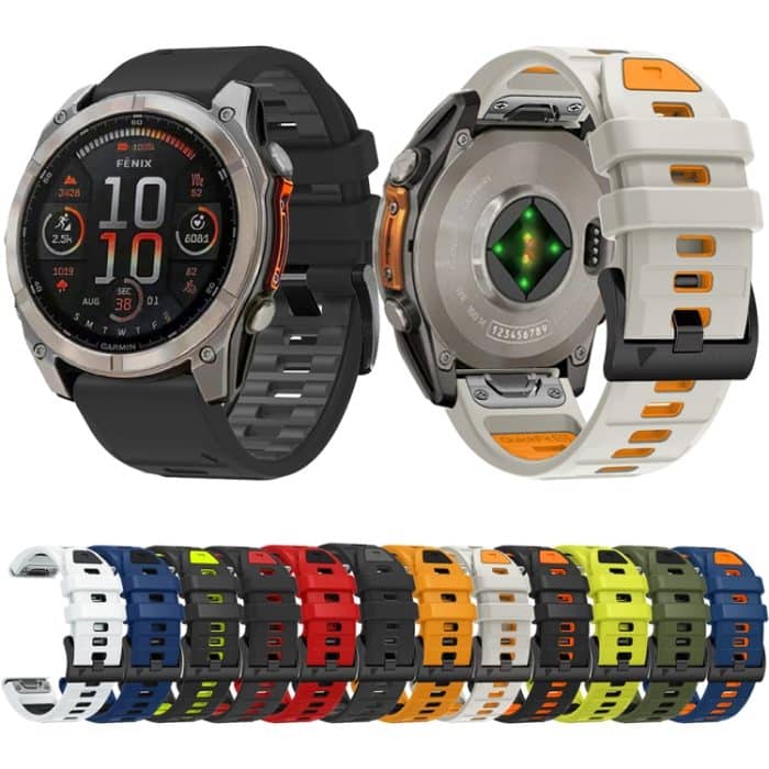 Offizielles zweifarbiges Uhrenarmband aus Silikon mit Schnellverschluss, For Garmin 26mm, For Garmin 22mm – Bild 2