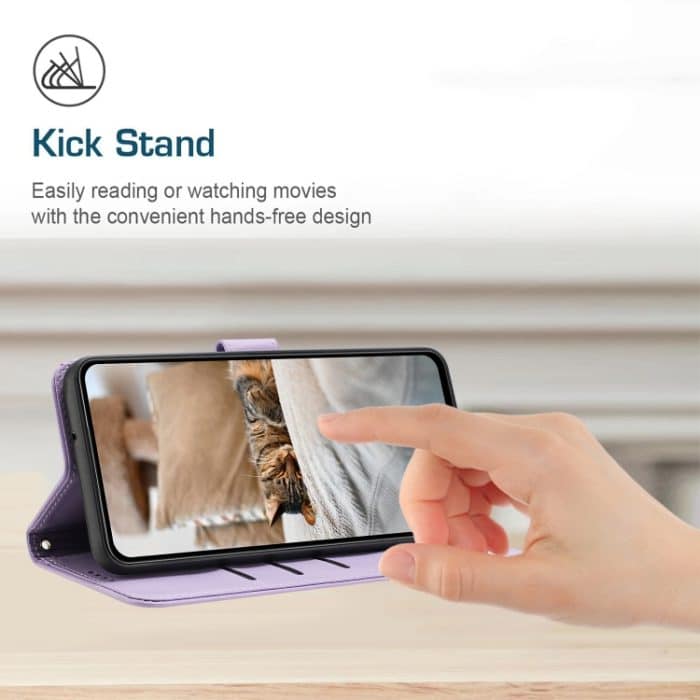 Leder-Telefonhülle mit geprägtem Kätzchenmotiv und Umhängeband, For iPhone 16 – Bild 7