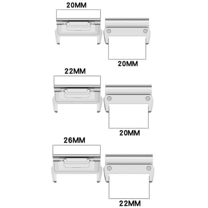1 Paar Metallkopfadapter für Uhrenarmbänder, Schnellverschluss, For Garmin 26mm, For Garmin 22mm, For Garmin 20mm – Bild 2