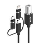 3-in-1-8-Pin-, Typ-C-, Micro-USB- auf USB-B-MIDI-Instrumenten-Druckerkabel, Länge: 1 m