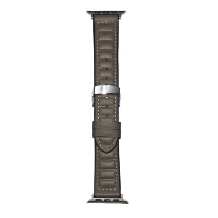 Striations Uhrenarmband aus echtem Leder mit Schmetterlingsschließe, For Apple Watch 46mm / 49mm / 45mm / 44mm, For Apple Watch 42mm / 41mm / 40mm / 38mm