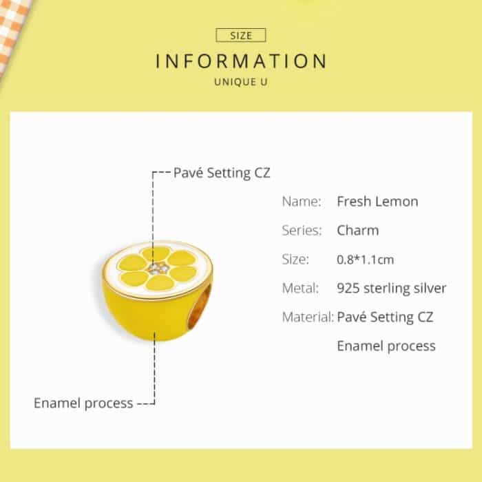 S925 Sterling Silber frische Zitronenperlen DIY Armband Halskette Zubehör – Bild 4