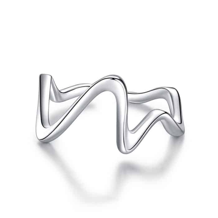 S925 Sterling Silber Simple Wave Curve Damenring – Bild 1
