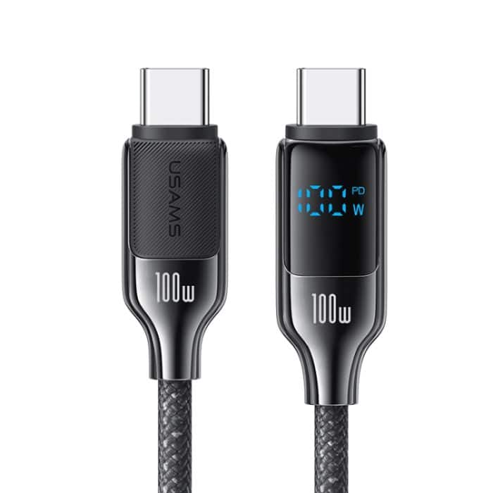 USAMS SJ742 100 W USB-C / Typ-C auf USB-C / Typ-C Zinklegierung Digitalanzeige Schnelles Datenkabel, Länge: 1,2 m – Bild 1