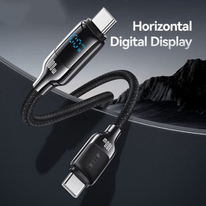 USAMS SJ742 100 W USB-C / Typ-C auf USB-C / Typ-C Zinklegierung Digitalanzeige Schnelles Datenkabel, Länge: 1,2 m – Bild 2