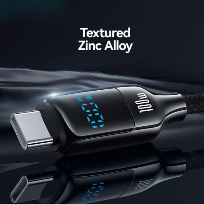 USAMS SJ742 100 W USB-C / Typ-C auf USB-C / Typ-C Zinklegierung Digitalanzeige Schnelles Datenkabel, Länge: 1,2 m – Bild 5