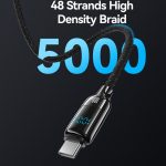 USAMS SJ742 100 W USB-C / Typ-C auf USB-C / Typ-C Zinklegierung Digitalanzeige Schnelles Datenkabel, Länge: 1,2 m – Bild 6