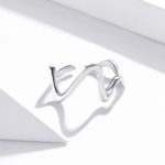 S925 Sterling Silber Simple Wave Curve Damenring – Bild 3