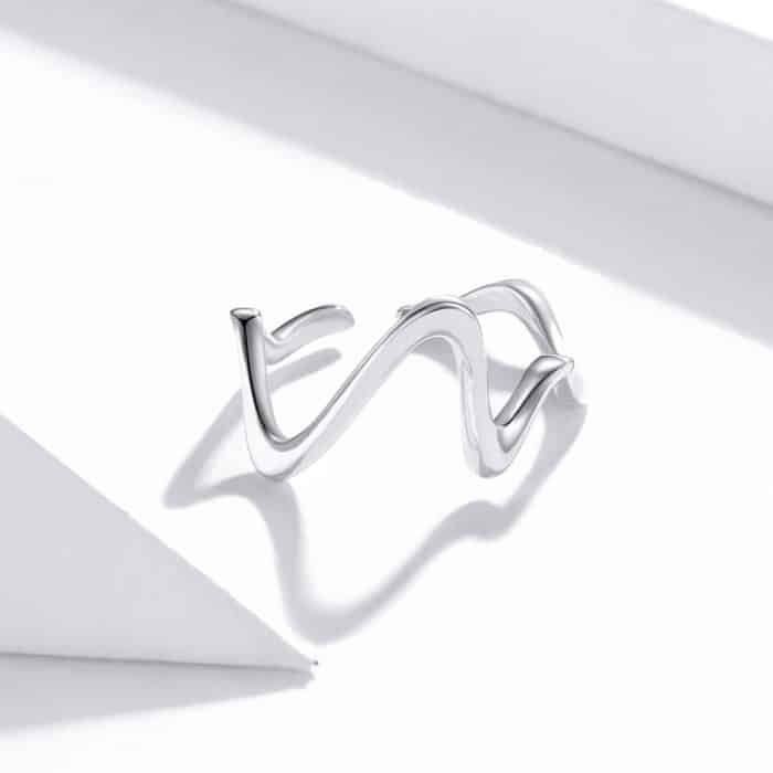 S925 Sterling Silber Simple Wave Curve Damenring – Bild 3