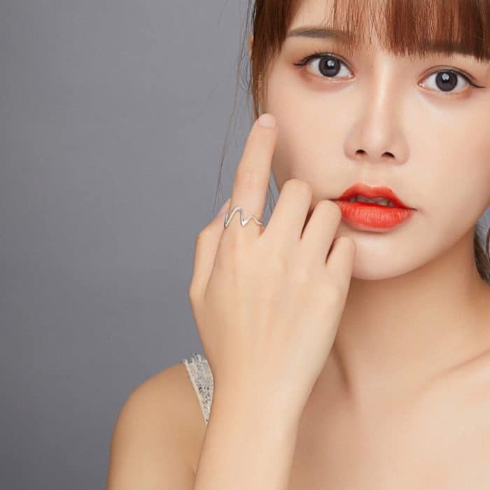 S925 Sterling Silber Simple Wave Curve Damenring – Bild 7