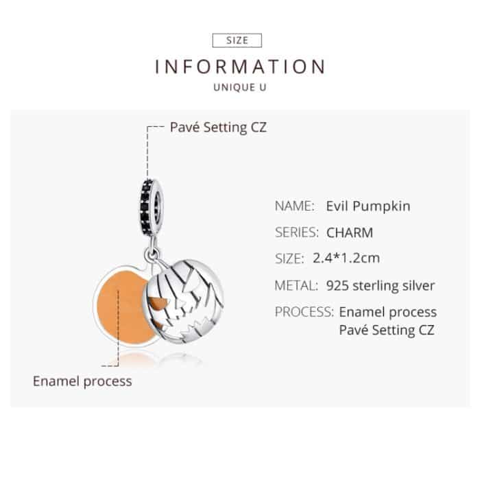 S925 Sterling Silber Evil Pumpkin Smiling Face Anhänger DIY Armband Halskette Zubehör – Bild 4