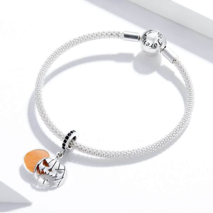 S925 Sterling Silber Evil Pumpkin Smiling Face Anhänger DIY Armband Halskette Zubehör – Bild 7