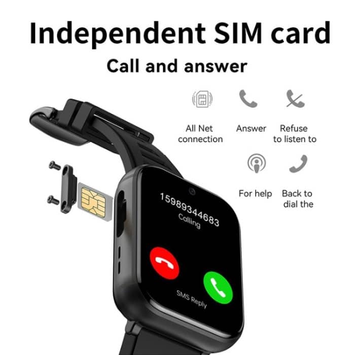 UNIWA DM66 4G Calling Smart Watch, 1,99 Zoll IPS-Bildschirm Android 9.0 unterstützt WiFi GPS, 2GB+16GB, 4GB+64GB – Bild 8