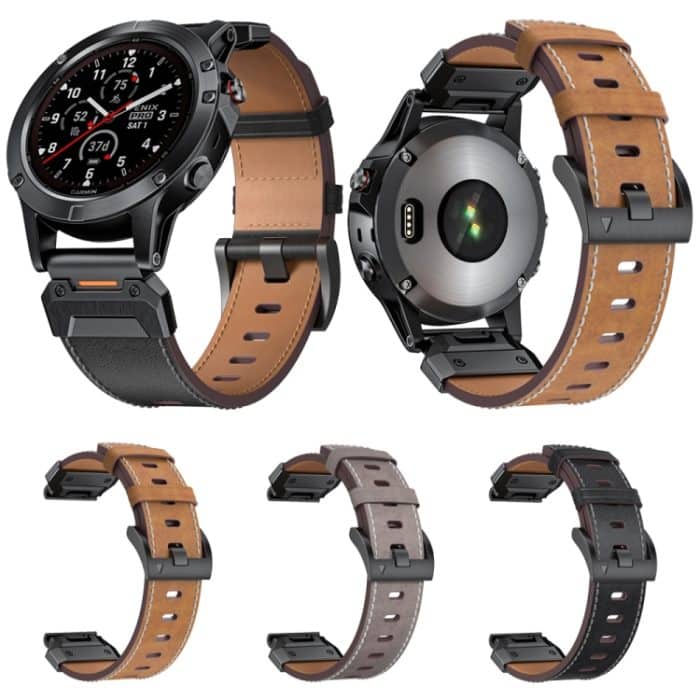 Uhrenarmband aus Edelstahl mit Schnellverschluss und Leder, For Garmin 26mm, For Garmin 22mm – Bild 2