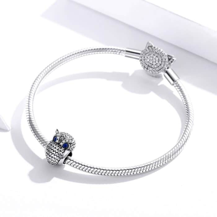 S925 Sterling Silber Eule Perlen DIY Armband Halskette Zubehör – Bild 7