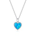S925 Sterling Silber Deep Blue Heart Frauen Nacklace Schmuck