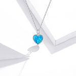 S925 Sterling Silber Deep Blue Heart Frauen Nacklace Schmuck – Bild 3