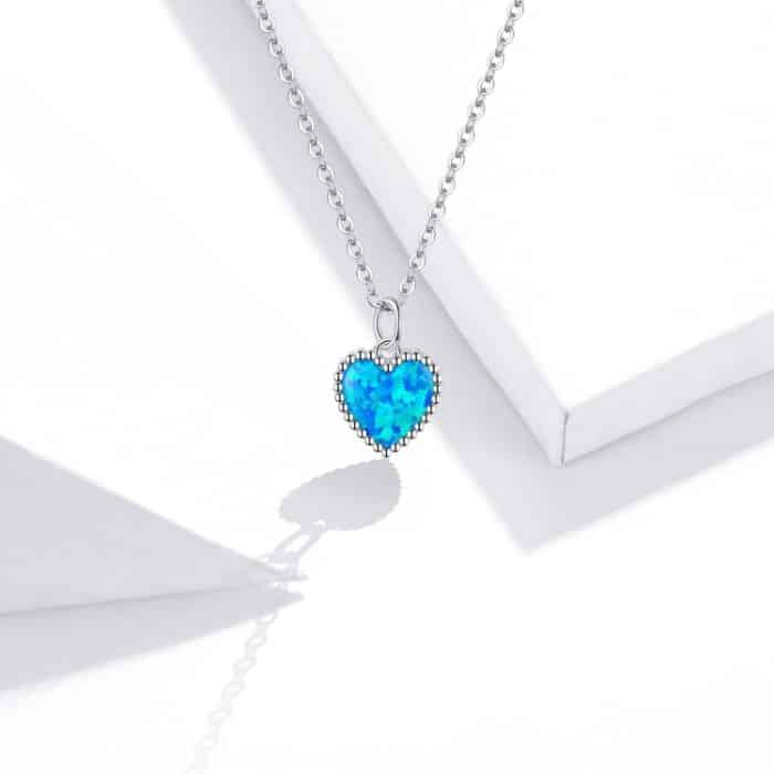 S925 Sterling Silber Deep Blue Heart Frauen Nacklace Schmuck – Bild 3