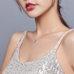 S925 Sterling Silber Deep Blue Heart Frauen Nacklace Schmuck – Bild 6