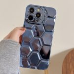 Galvanische Lasergravur 3D-Waben-TPU-Telefonhülle, For iPhone 16 Pro Max, For iPhone 16 Pro, For iPhone 16 Plus, For iPhone 16