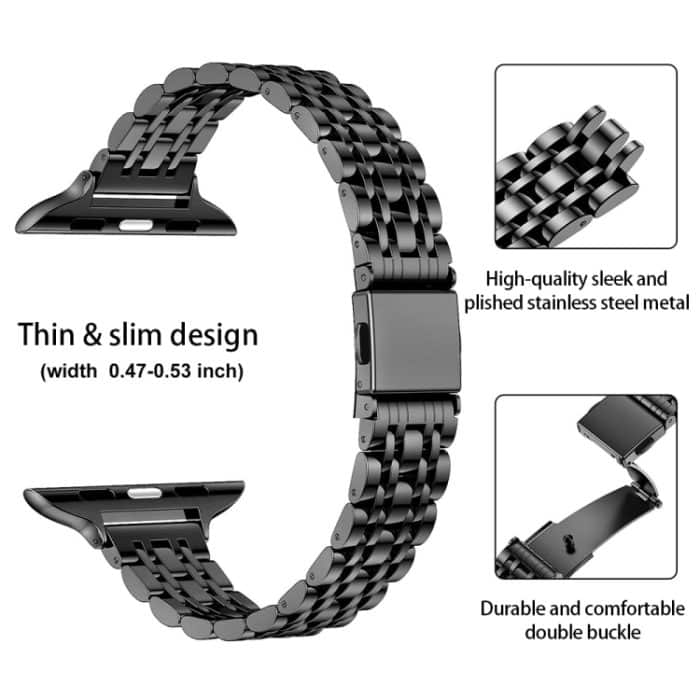 Schmales Uhrenarmband aus Metall mit sieben Perlen und Schleuderschnalle, For Apple Watch 46mm / 49mm / 45mm / 44mm, For Apple Watch 42mm / 41mm / 40mm / 38mm – Bild 2