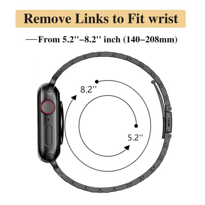 Schmales Uhrenarmband aus Metall mit sieben Perlen und Schleuderschnalle, For Apple Watch 46mm / 49mm / 45mm / 44mm, For Apple Watch 42mm / 41mm / 40mm / 38mm – Bild 3