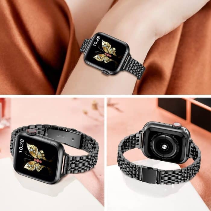 Schmales Uhrenarmband aus Metall mit sieben Perlen und Schleuderschnalle, For Apple Watch 46mm / 49mm / 45mm / 44mm, For Apple Watch 42mm / 41mm / 40mm / 38mm – Bild 4