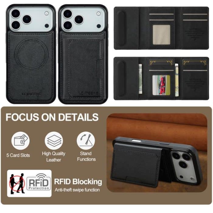 LC.IMEEKE L5-Serie Abnehmbare RFID-Kartentasche Magsafe-Telefonhülle, For iPhone 16 Pro Max, For iPhone 16 Pro, For iPhone 16 Plus, For iPhone 16 – Bild 2