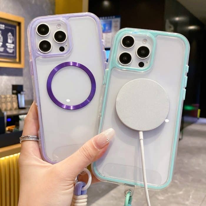 Airbag 3 in 1 CD Texture MagSafe Handyhülle mit Riemen, For iPhone 15 Plus, For iPhone 15, For iPhone 14 Plus – Bild 4