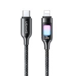 USAMS SJ749 30W Typ-C / USB-C auf 8-poliges Datenkabel aus Zinklegierung mit buntem Licht
