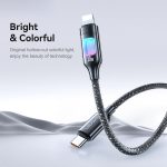USAMS SJ749 30W Typ-C / USB-C auf 8-poliges Datenkabel aus Zinklegierung mit buntem Licht – Bild 3