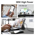 USAMS SJ749 30W Typ-C / USB-C auf 8-poliges Datenkabel aus Zinklegierung mit buntem Licht – Bild 4