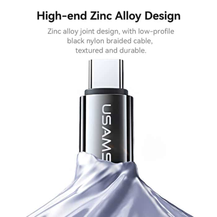 USAMS SJ749 30W Typ-C / USB-C auf 8-poliges Datenkabel aus Zinklegierung mit buntem Licht – Bild 6