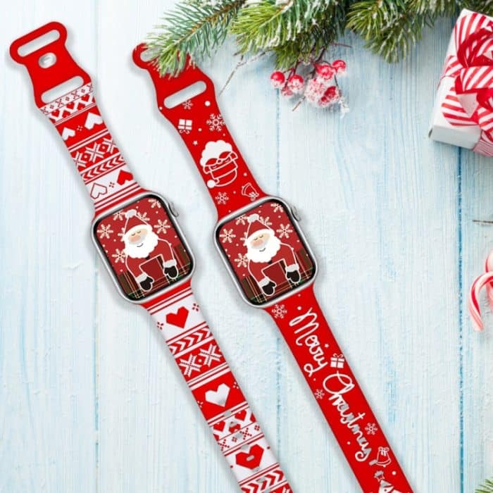 Silikon-Uhrenarmband mit Weihnachtsgravur und Schmetterlingsschnalle, For Apple Watch 46mm / 49mm / 45mm / 44mm, For Apple Watch 42mm / 41mm / 40mm / 38mm – Bild 4